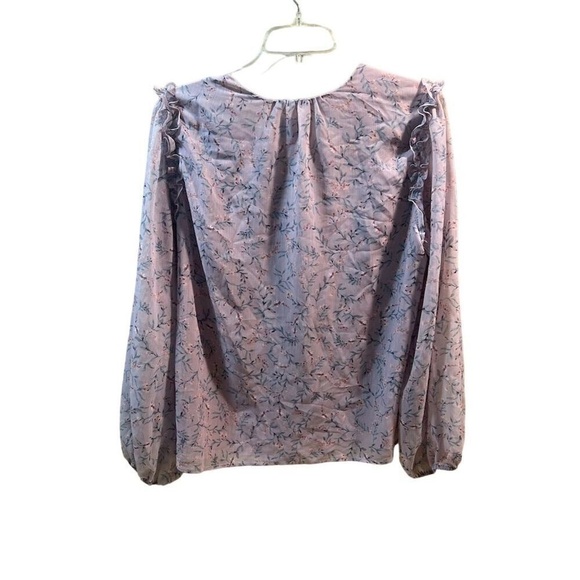 Greylin Women's Floral V-Neck Blouse Purple Long Sleeve Size L - Picture 11 of 16